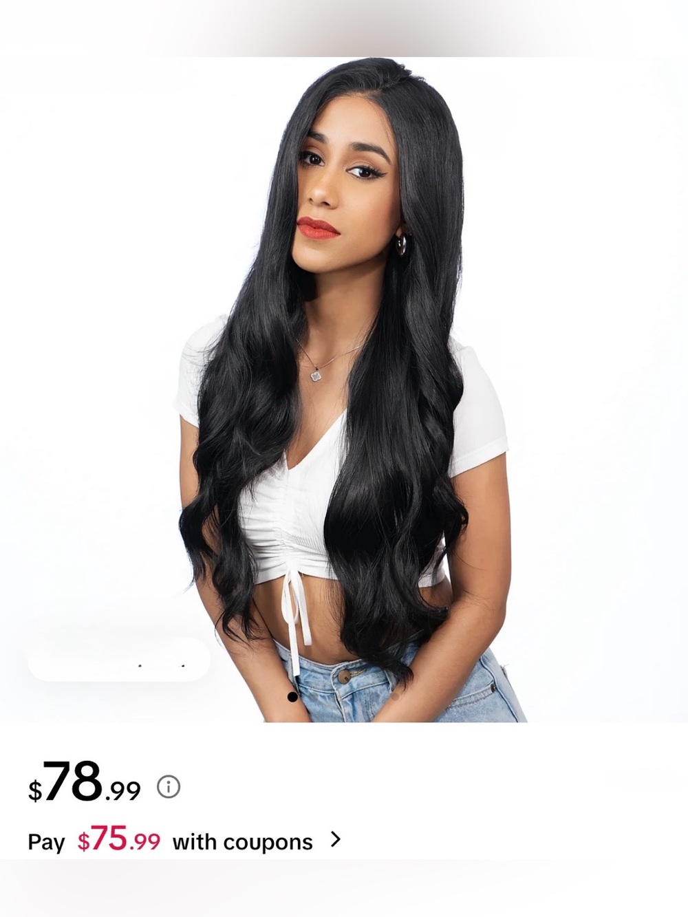 Black Long Wavy Women's Hair Extension / Wig - Sleek Natural Look